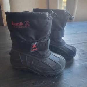 Kamik Black Winter Boots with Moose Design